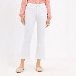 LOFT The Kick Crop High Rise Flare Cropped Jeans White 10 Petite
